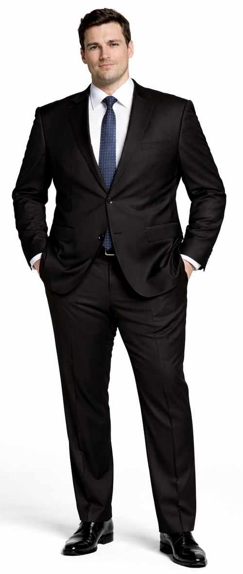 Bertolini Wool & Silk 2Pc 2 Buttons Black or Charcoal