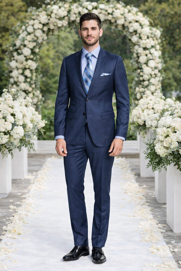 Bertolini Wool & Silk 2Pc French Blue Suit by Usamensoutlet