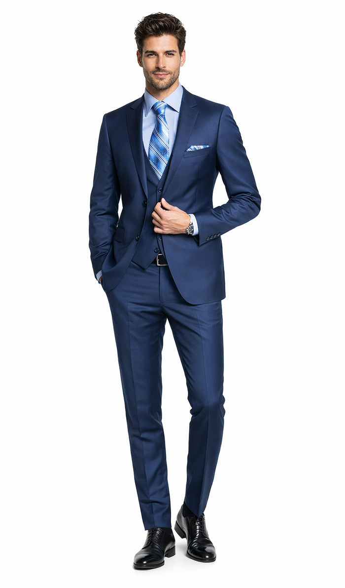 Bertolini Wool & Silk 2Pc French Blue Suit by Usamensoutlet