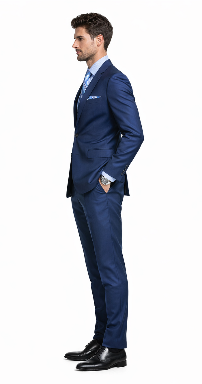 Bertolini Wool & Silk 2Pc French Blue Suit by Usamensoutlet