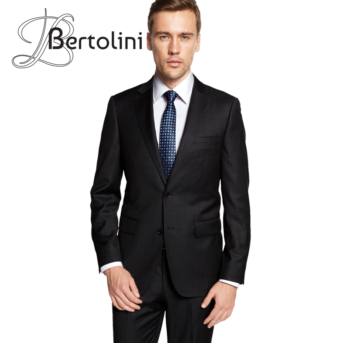 Bertolini 3Pc Wool & Silk Solid Black Suit by Usamensoutlet