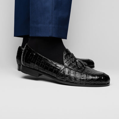 Marco Di Milano Bianchi Black Leather Luxury Shoe