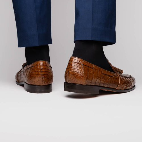 Marco Di Milano Bianchi Bay Apache Caiman Crocodile Tassel Loafers