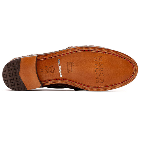 Marco Di Milano Bianchi Caiman Crocodile Tassel Loafers Black