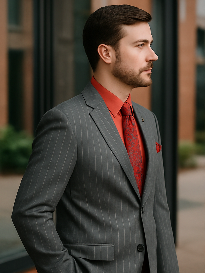 Pinstripe Suit Grey