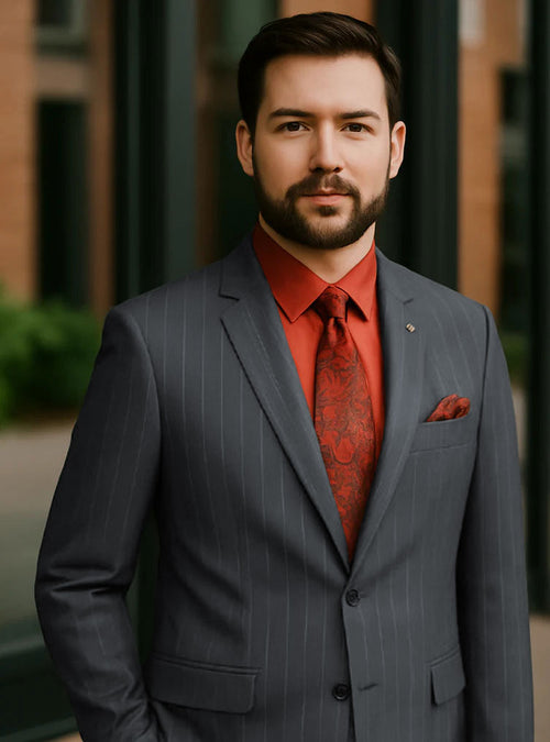 Big and Tall Charcoal Pinstripe Suit