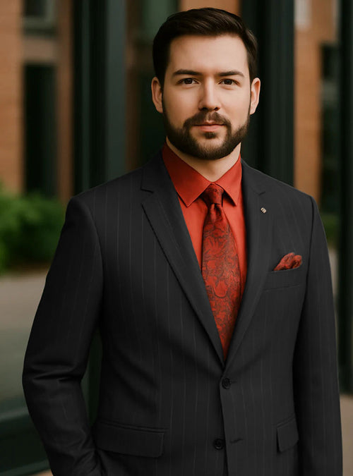 Big and Tall Black Pinstripe Suit