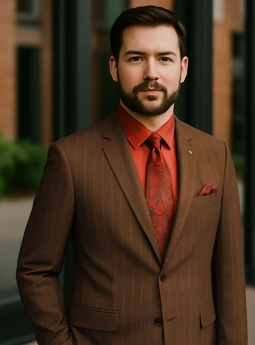 Big and Tall Brown Pinstripe Suit