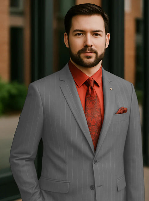 Big and Tall Gray Pinstripe Suit