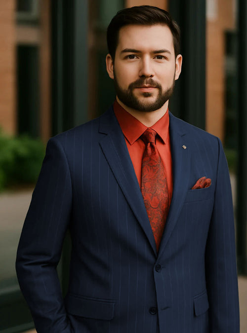 Big and Tall Navy Pinstripe Suit