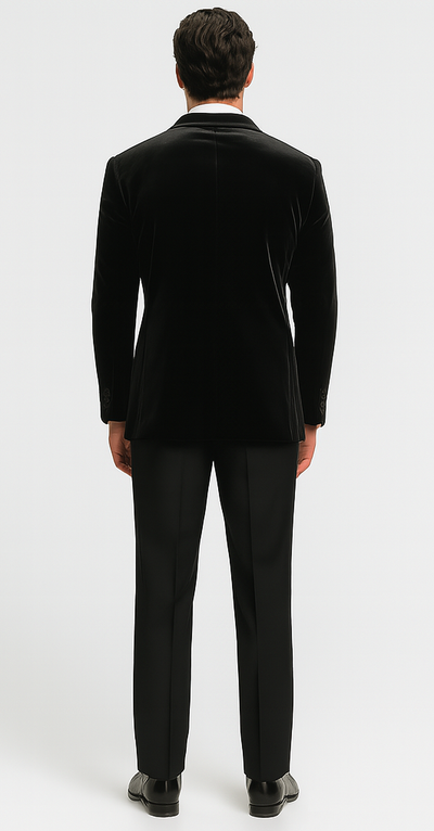 Big and Tall Velvet Blazer in Color Black - Sportcoat Rhinestone-Embedded Stacy Adams $179
