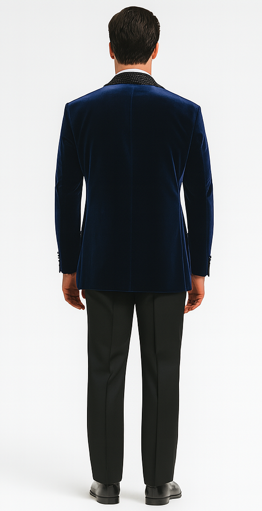 Big and Tall Velvet Blazer in Color Blue  - Sportcoat  Rhinestone-Embedded  Stacy Adams