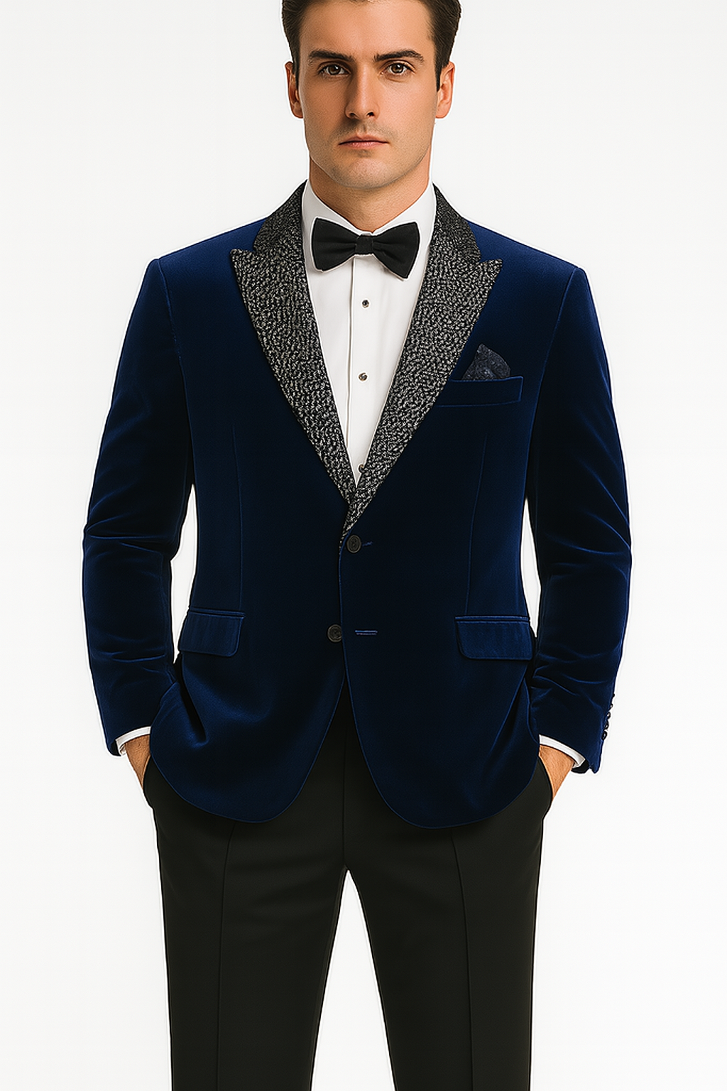 Big and Tall Velvet Blazer in Color Blue  - Sportcoat  Rhinestone-Embedded  Stacy Adams