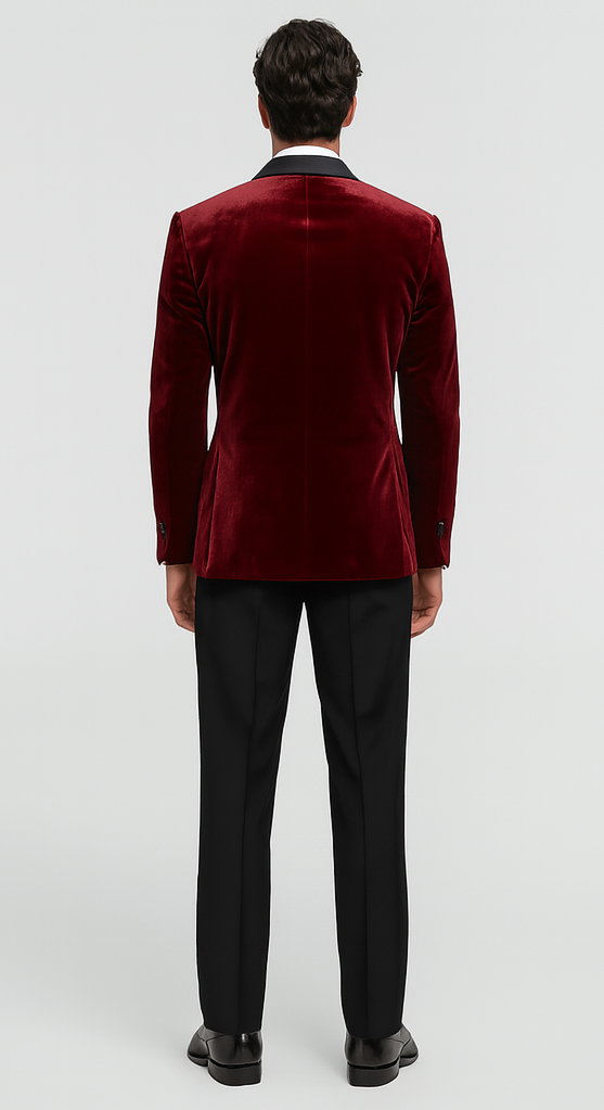 Big and Tall Velvet Blazer in Color Burgundy- Sportcoat Rhinestone-Embedded Stacy Adams
