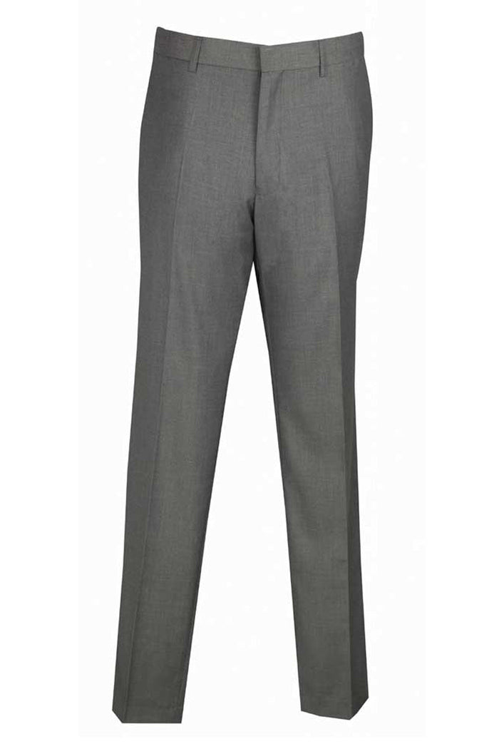 Mens Slim Fit Wool Feel Flat Front Dress Slacks in Grey by Vinci