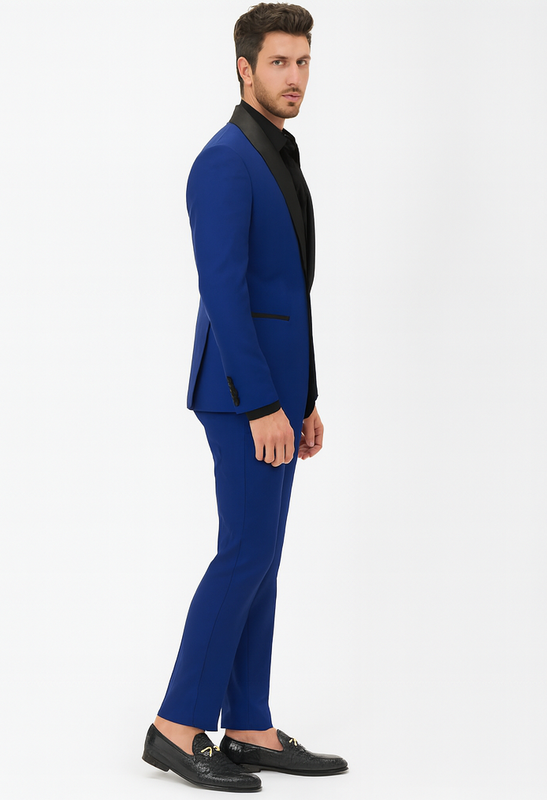 Men’s Black and Royal Blue Tuxedo – Luxury Prom & Wedding Suit