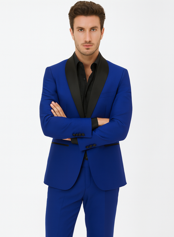 Men’s Black and Royal Blue Tuxedo – Luxury Prom & Wedding Suit
