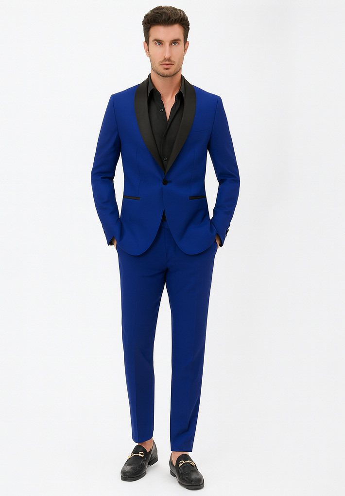 Black And Royal Blue Tuxedo - Prom Wedding Suit Royal Blue Prom Dress