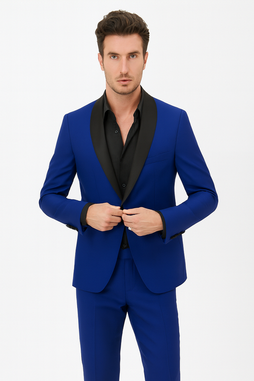 Black And Royal Blue Tuxedo - Prom Wedding Suit Royal Blue Prom Dress