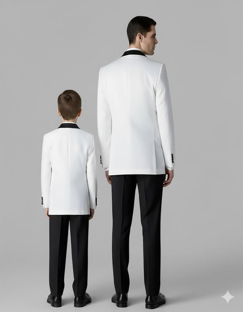 Black and White Shawl Lapel Father ~ Dad And Son Matching Suits by Men'sUSA