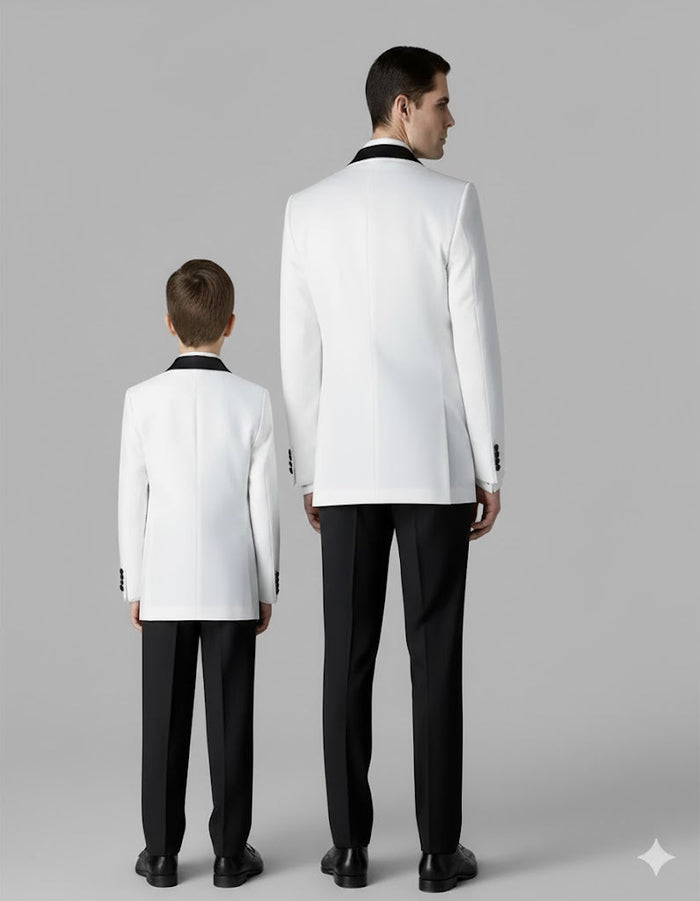Black and White Shawl Lapel Father ~ Dad And Son Matching Suits by Men'sUSA