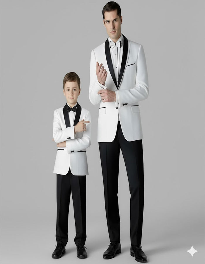 Black and White Shawl Lapel Father ~ Dad And Son Matching Suits by Men'sUSA