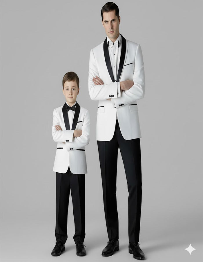 Black and White Shawl Lapel Father ~ Dad And Son Matching Suits by Men'sUSA