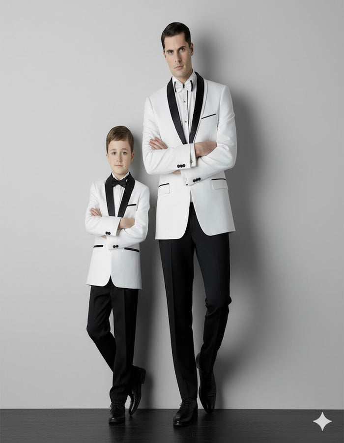 Black and White Shawl Lapel Father ~ Dad And Son Matching Suits by Men'sUSA