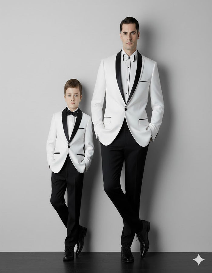 Black and White Shawl Lapel Father ~ Dad And Son Matching Suits by Men'sUSA