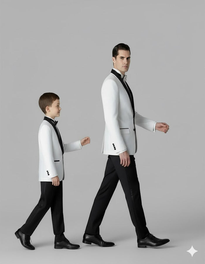 Black and White Shawl Lapel Father ~ Dad And Son Matching Suits by Men'sUSA