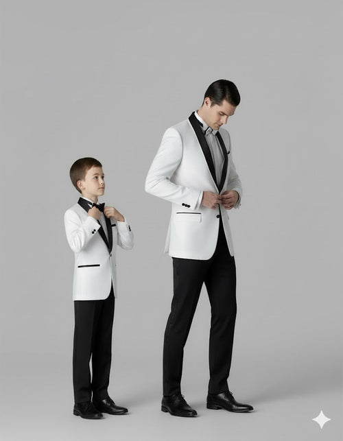 Black and White Shawl Lapel Father ~ Dad And Son Matching Suits by Men'sUSA