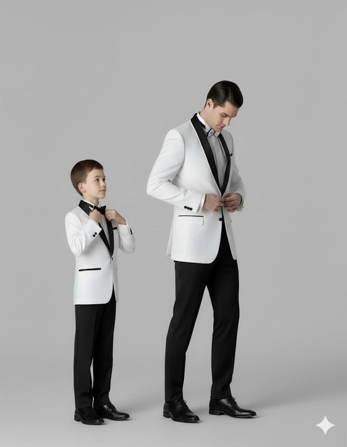 Black and White Shawl Lapel Father ~ Dad And Son Matching Suits by Men'sUSA