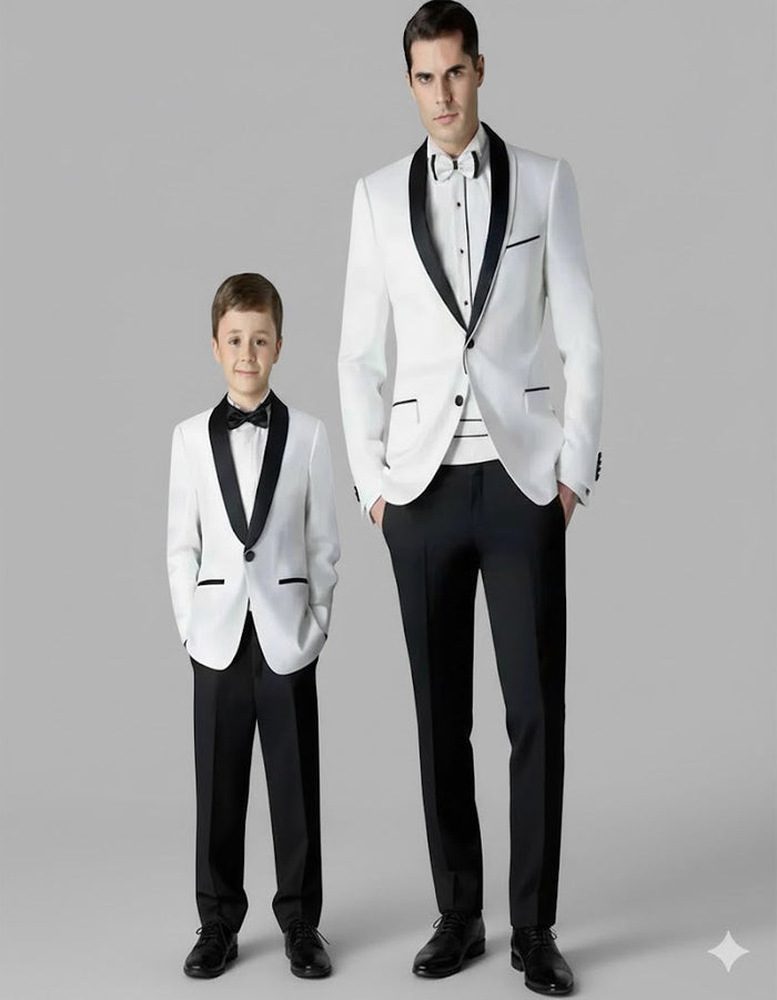 Black and White Shawl Lapel Father ~ Dad And Son Matching Suits by Men'sUSA
