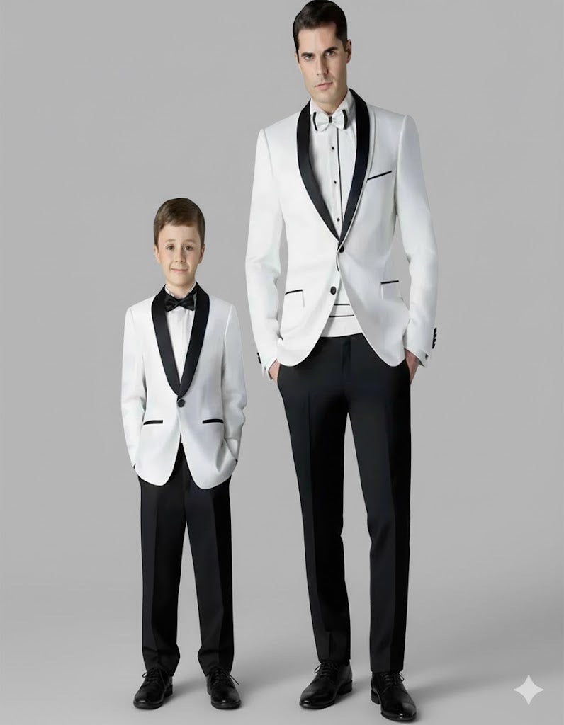 Black and White Shawl Lapel Father ~ Dad And Son Matching Suits by Men'sUSA