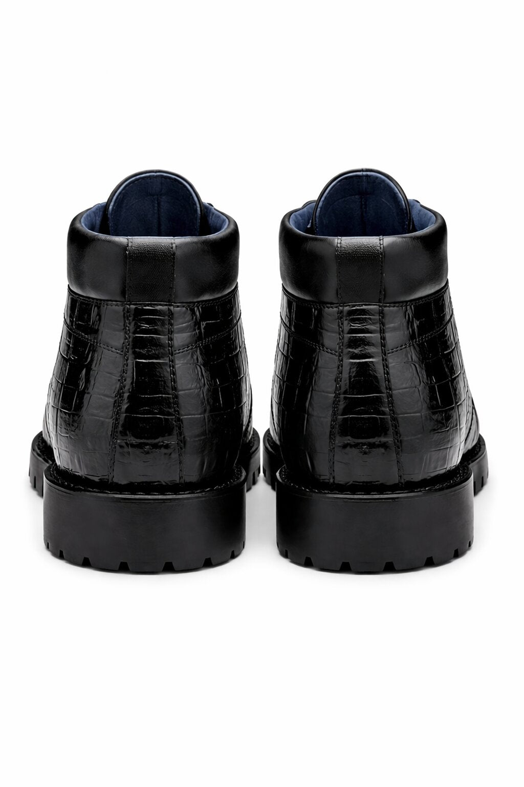 Gallardo Men's Shoes Black Exotic Caiman Crocodile Derby Split-toe Boots Belvedere Shoes