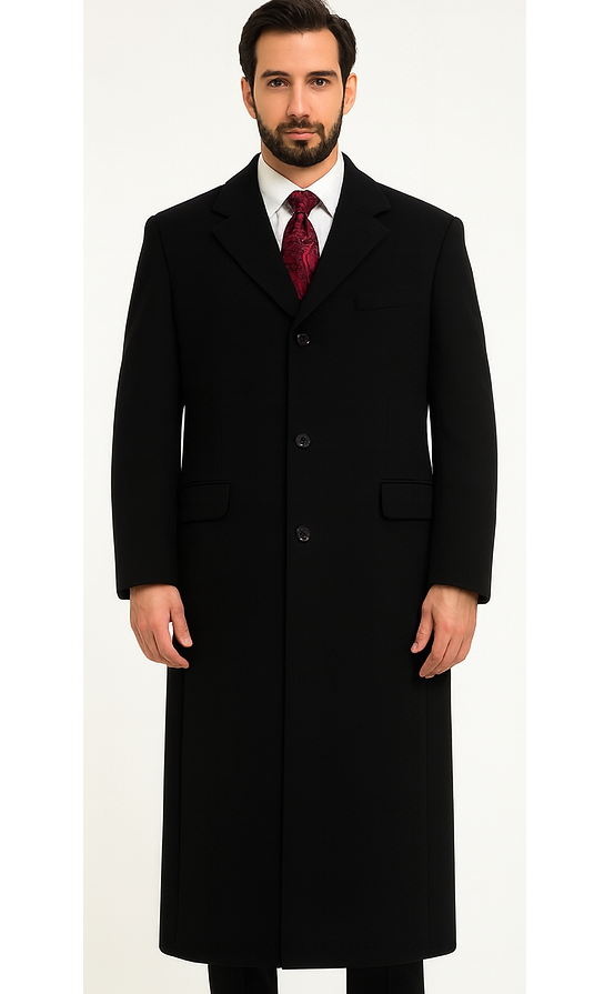Black Cashmere Chesterfield Overcoat by AlbertoNardoniStore