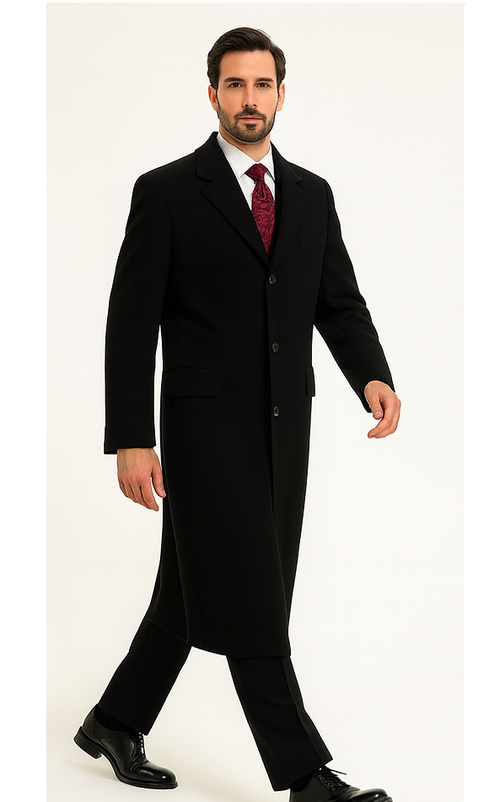 Black Cashmere Chesterfield Overcoat by AlbertoNardoniStore