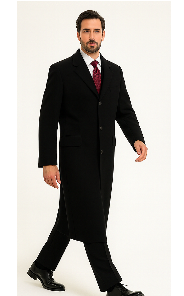 Black Cashmere Chesterfield Overcoat by AlbertoNardoniStore