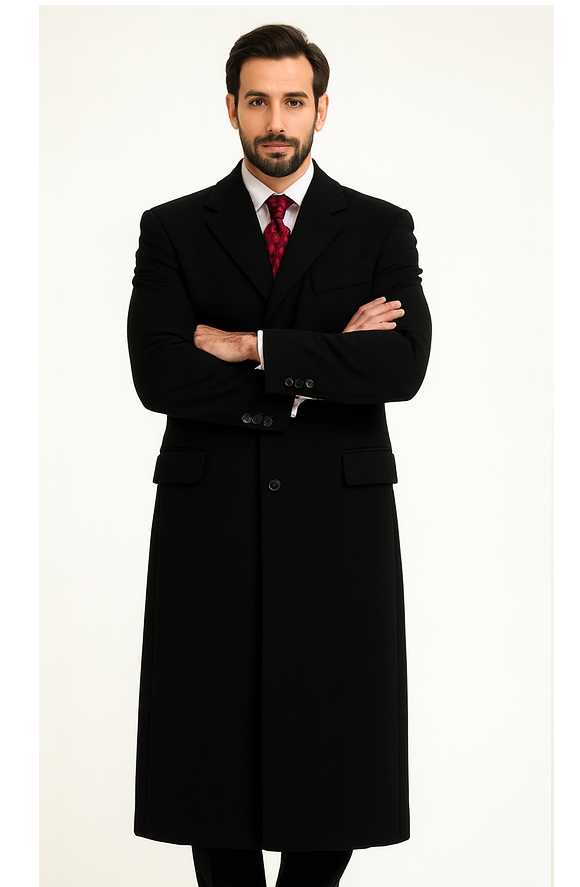 Black Cashmere Chesterfield Overcoat by AlbertoNardoniStore