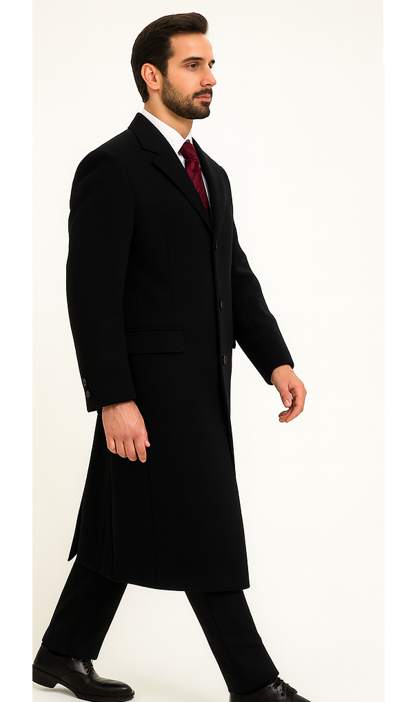 Black Cashmere Chesterfield Overcoat by AlbertoNardoniStore