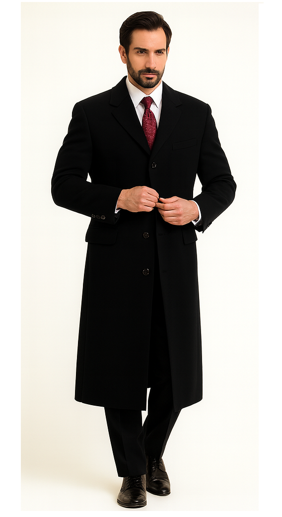Black Cashmere Chesterfield Overcoat by AlbertoNardoniStore