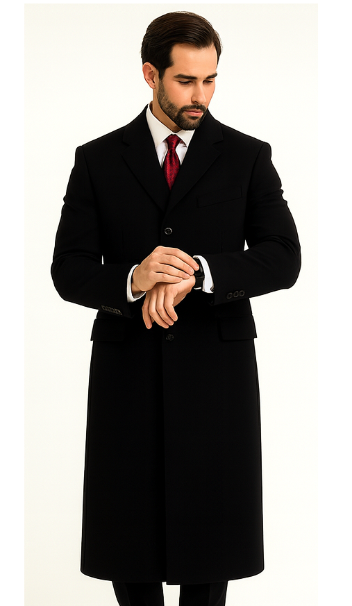 Black Cashmere Chesterfield Overcoat by AlbertoNardoniStore
