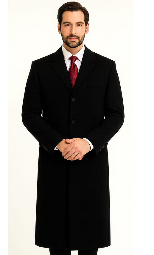 Black Cashmere Chesterfield Overcoat by AlbertoNardoniStore