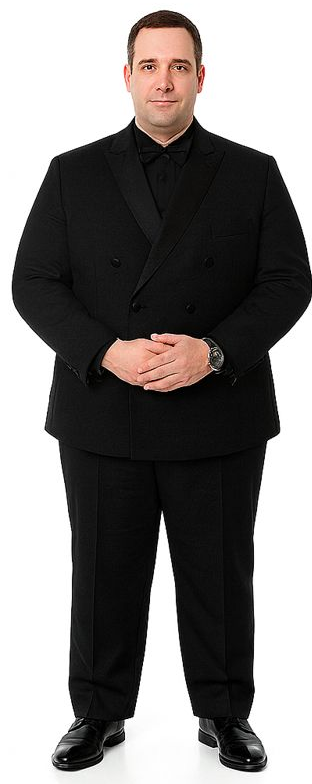 Black Double Breasted Slim Fit Tuxedo Peak Lapel - Wedding - Prom