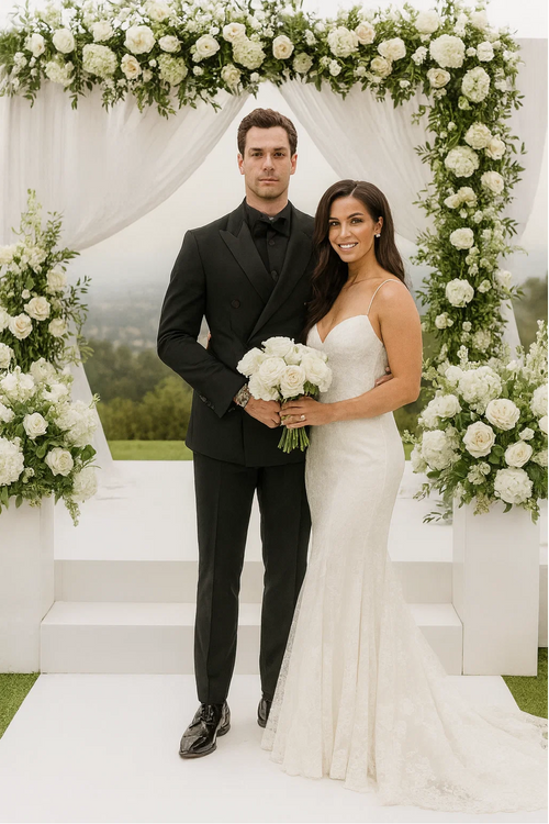 Black Double Breasted Slim Fit Tuxedo Peak Lapel - Wedding - Prom