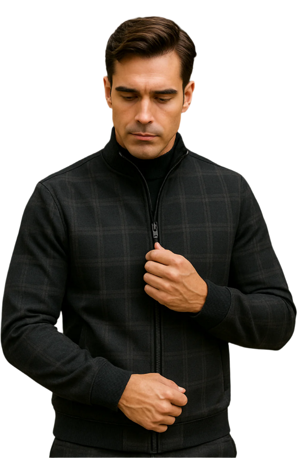 Men's Tazio Track Suit Set: Stylish Black Plaid Jacket & Pant