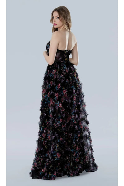 Black Print Prom Dress Strapless Corset Ball Gown Stella Couture 25117