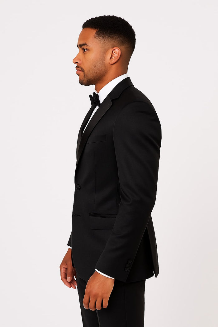 Black Satin Tuxedo Set - 4-Piece Style for Weddings & Proms by Tazzio