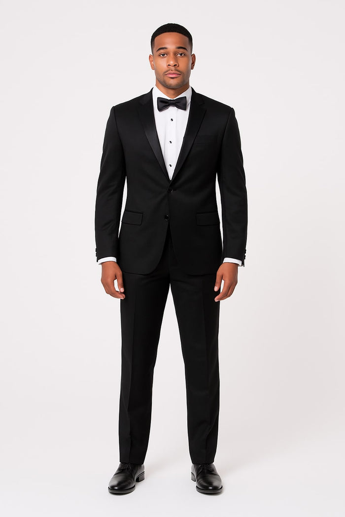 Black Satin Tuxedo Set - 4-Piece Style for Weddings & Proms by Tazzio
