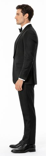 Black Slim Fit Tuxedo with Large Shawl Lapel – 3 Piece Wedding & Prom Set